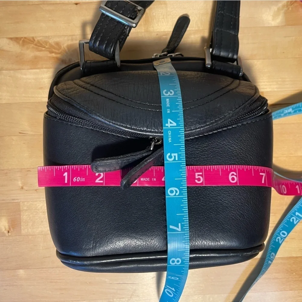 LATICO Black Leather Crossbody Organizer Bag RFID Wallet Travel Messenger Purse